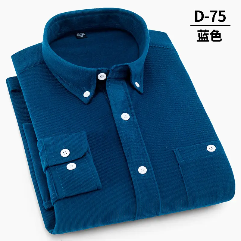 Plus Size Corduroy Men's Red Slim Fit Shirt