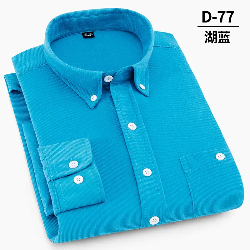 Plus Size Corduroy Men's Red Slim Fit Shirt