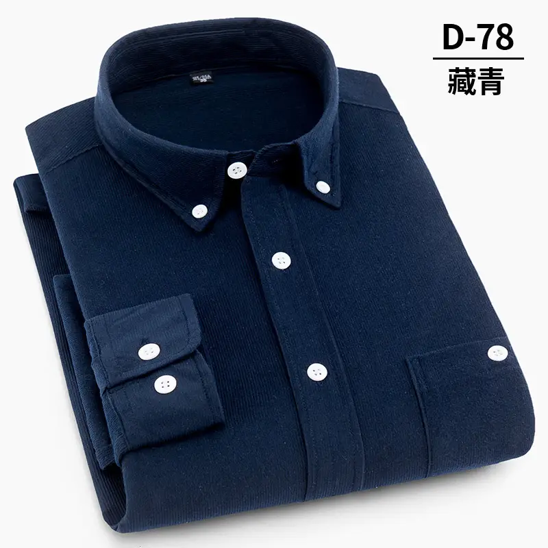 Plus Size Corduroy Men's Red Slim Fit Shirt