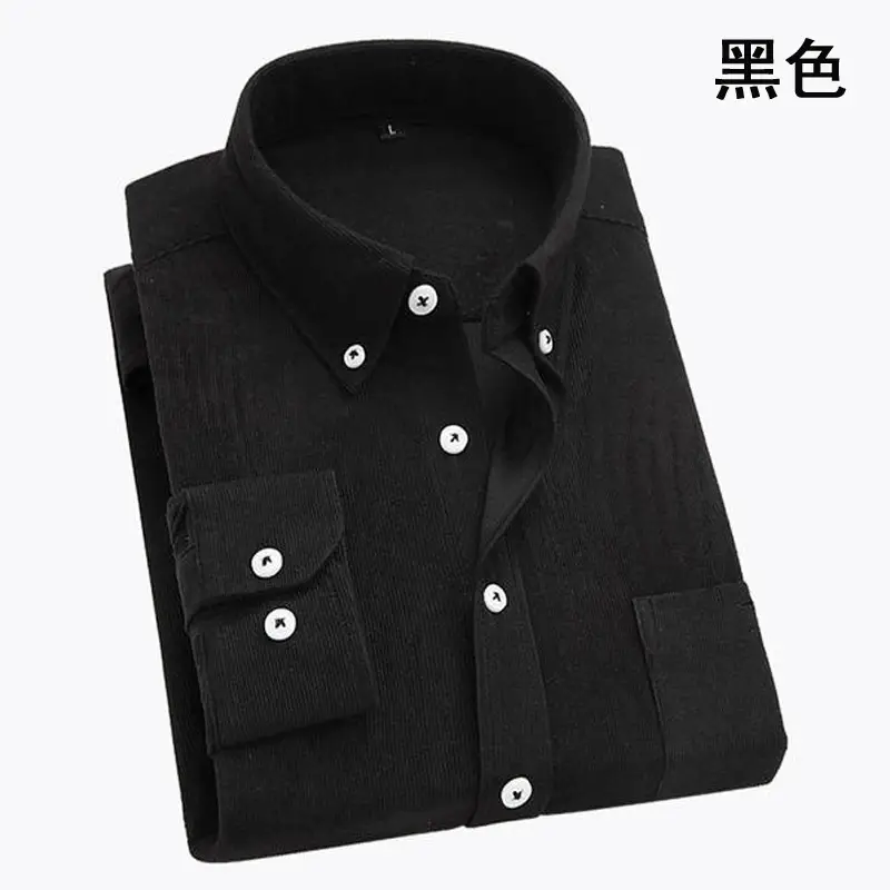 Plus Size Corduroy Men's Red Slim Fit Shirt