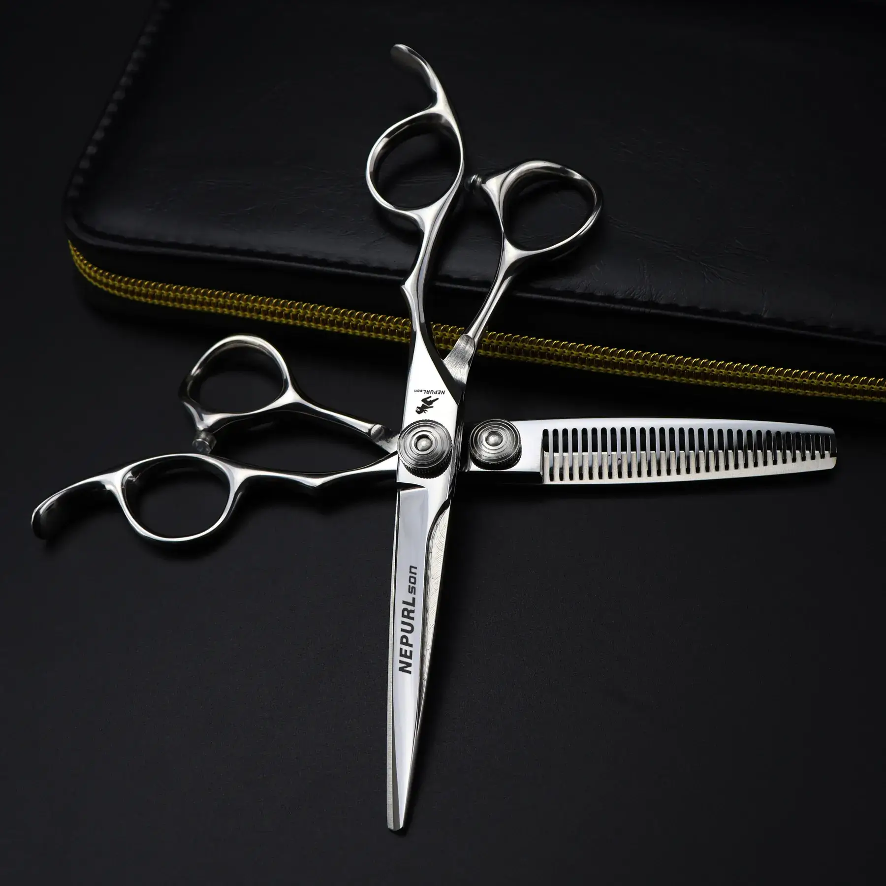6.0 Inch GAO File Barber Scissors with Notch Blade
