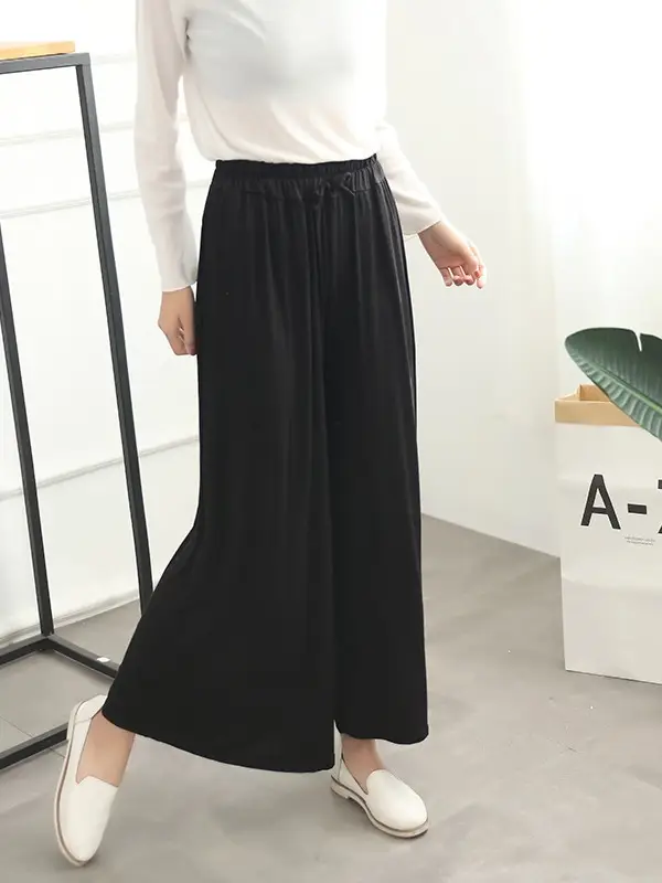Black Wide Leg Pants Women Summer Casual High Waist - Image 11