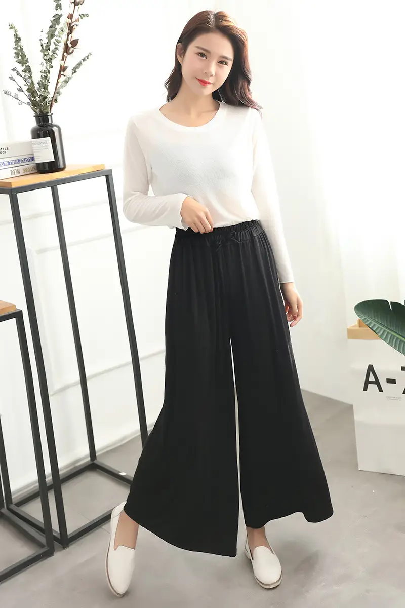 Black Wide Leg Pants Women Summer Casual High Waist — feature 5
