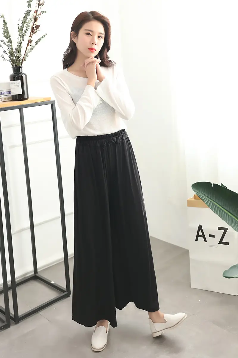 Black Wide Leg Pants Women Summer Casual High Waist — feature 6