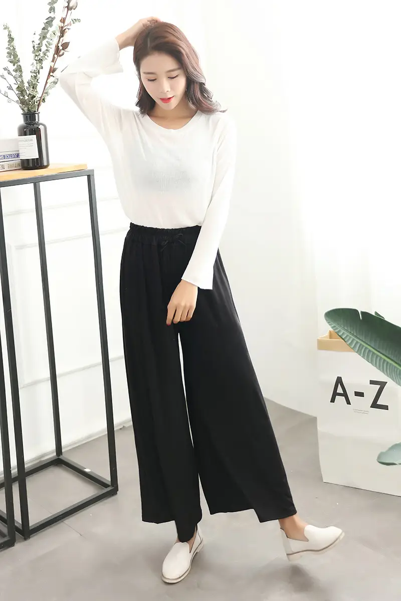 Black Wide Leg Pants Women Summer Casual High Waist — feature 7