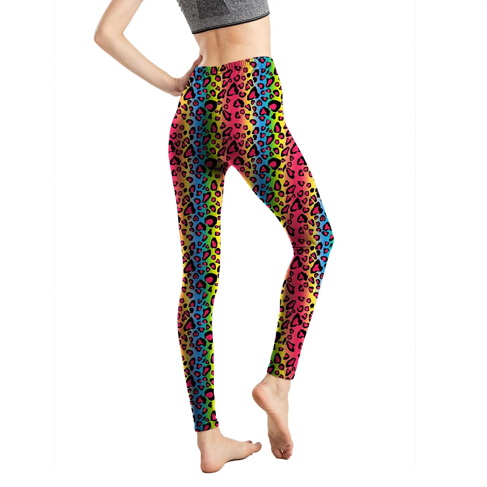 9822 European American Animal Print Leggings Export Leggings Nine Point Pants Wholesale Leggings - Image 3