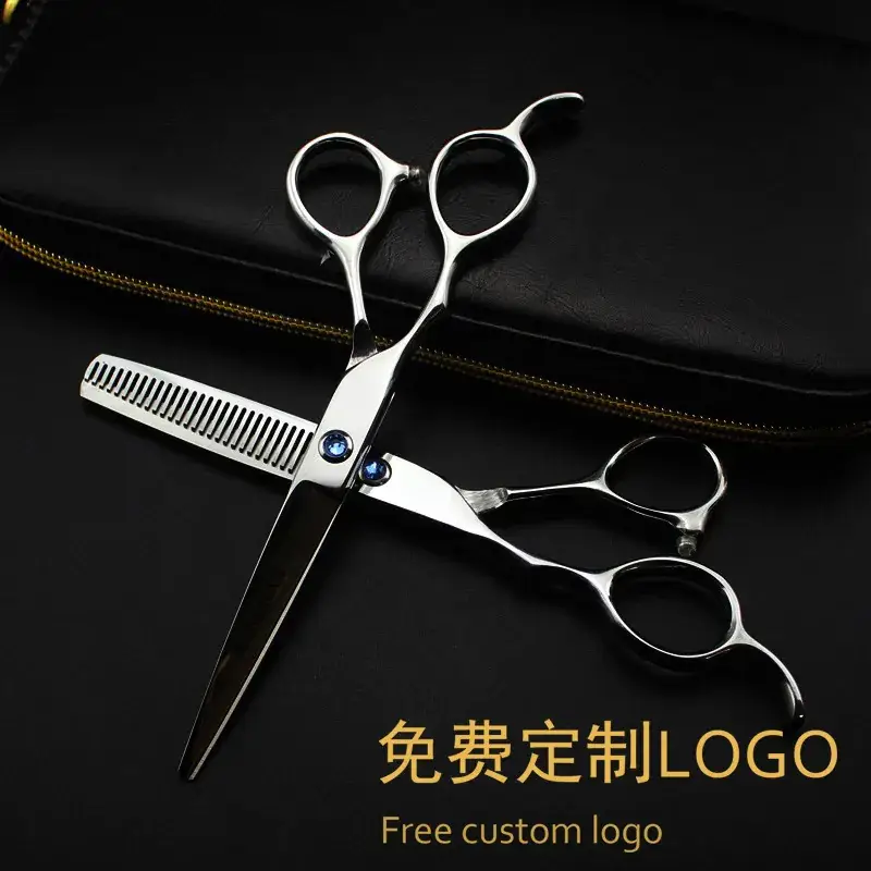6.0 Inch Hairdressing Scissors Silver Metal Customizable