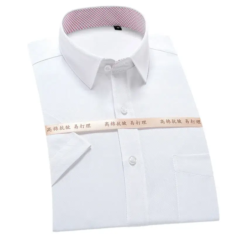 Men Korean Slim Fit Business White Twill Shirt - Image 16