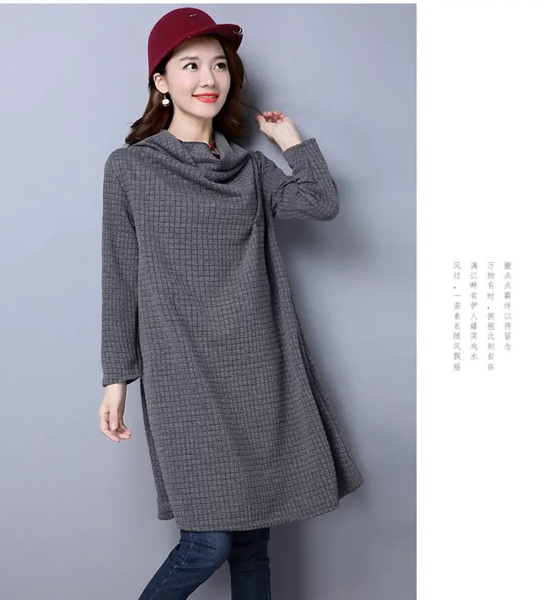 2024 Korean Style Women's Teal Midi Dress with Pile Collar — feature 12