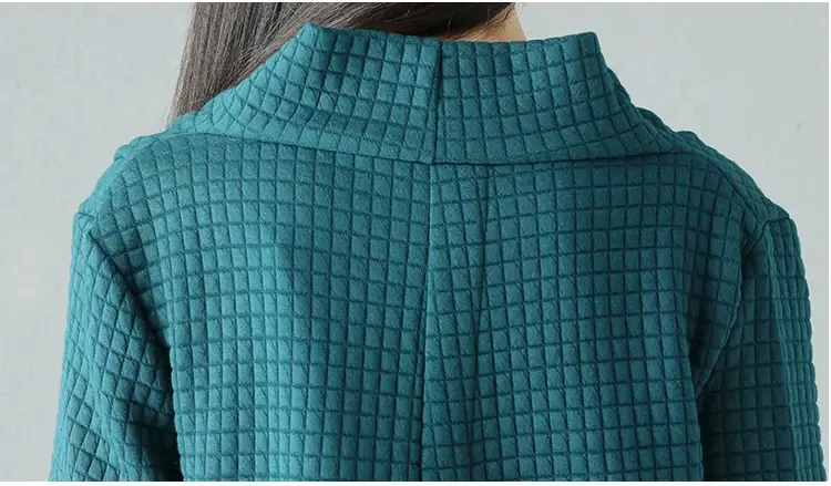 2024 Korean Style Women's Teal Midi Dress with Pile Collar — feature 25