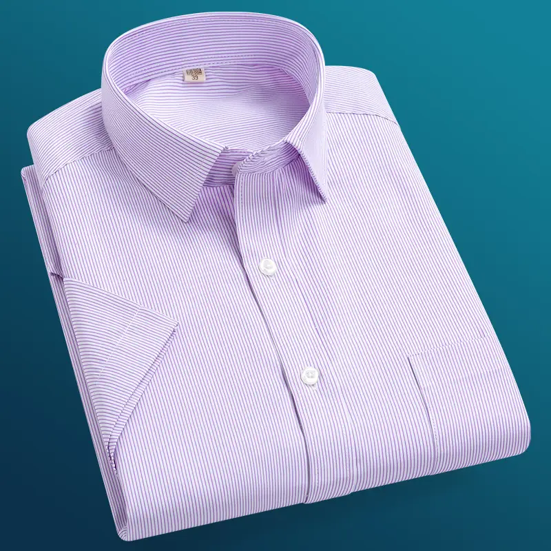 Plus Size Men's Lavender Striped Button Down Shirt - Image 9