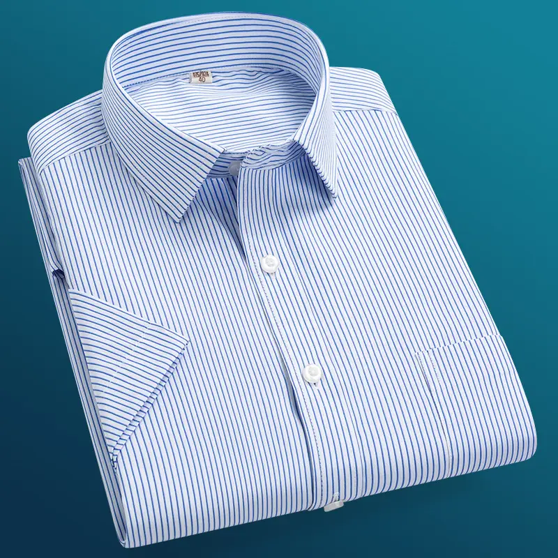Plus Size Men's Lavender Striped Button Down Shirt - Image 2