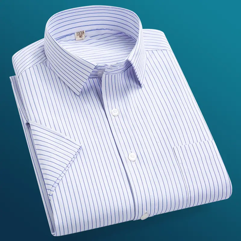 Plus Size Men's Lavender Striped Button Down Shirt - Image 3