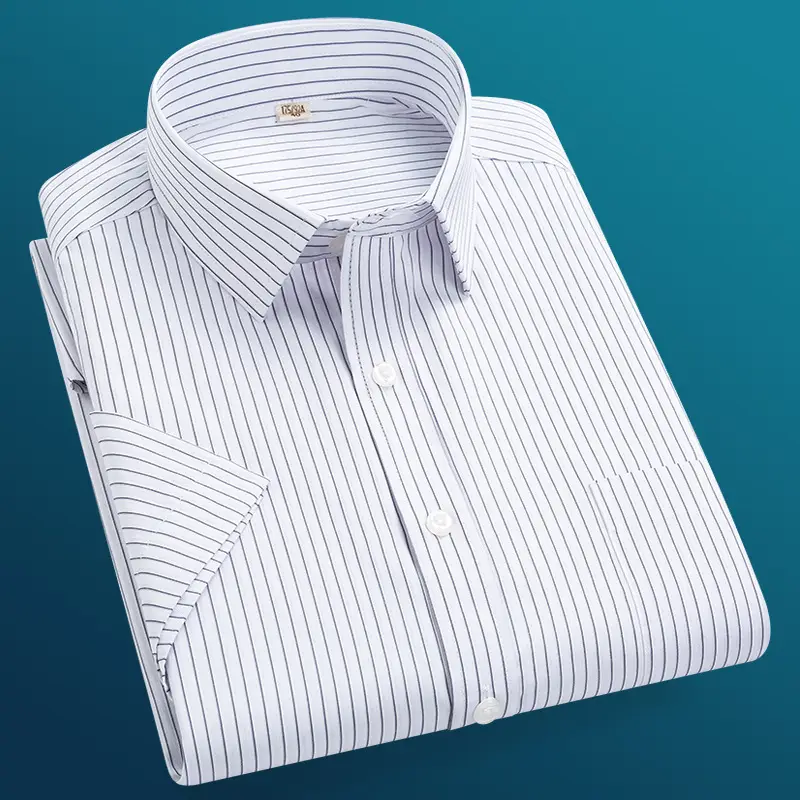Plus Size Men's Lavender Striped Button Down Shirt - Image 5