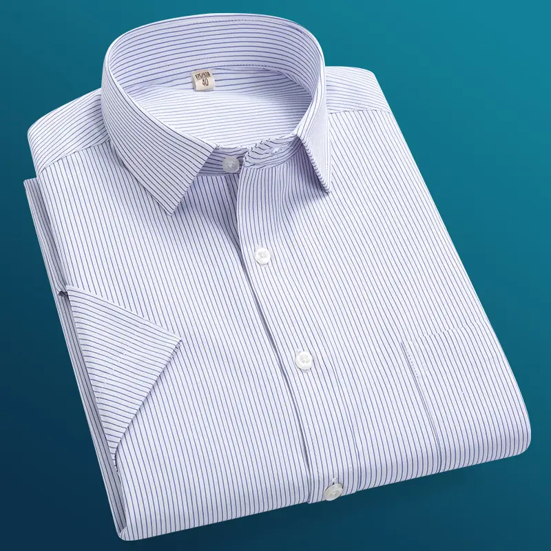 Plus Size Men's Lavender Striped Button Down Shirt - Image 6