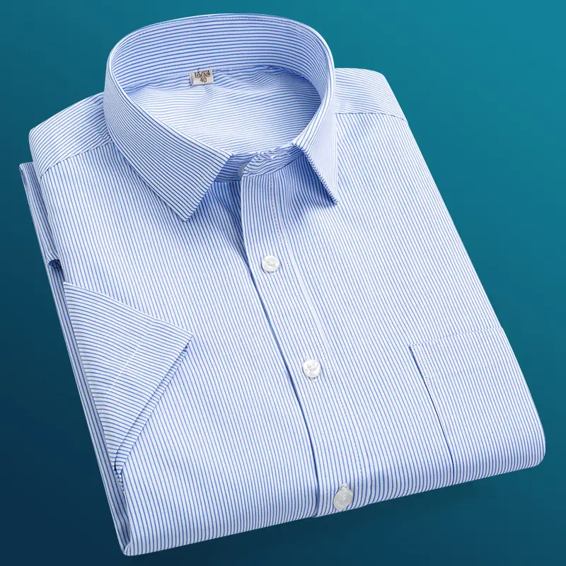 Plus Size Men's Lavender Striped Button Down Shirt - Image 7