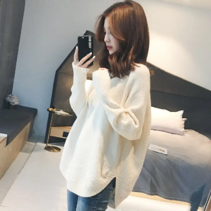 Women's Knitted V-Neck Pullover Sweater Winter Wear - Image 4