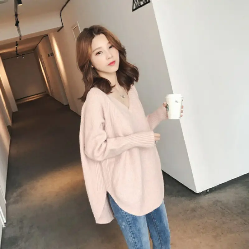 Women's Knitted V-Neck Pullover Sweater Winter Wear - Image 6