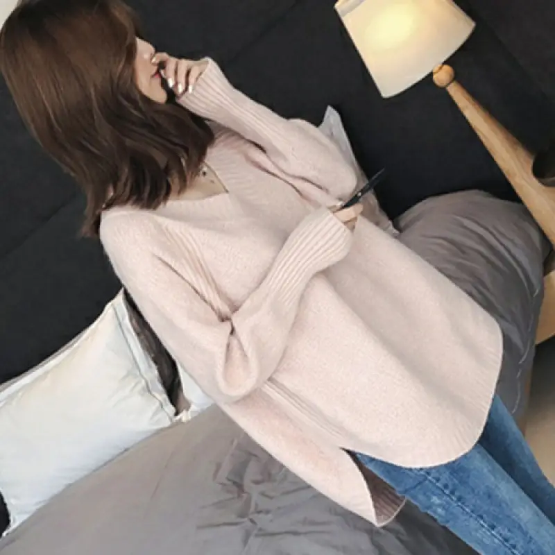 Women's Knitted V-Neck Pullover Sweater Winter Wear - Image 5