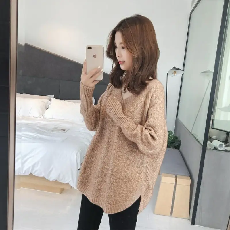 Women's Knitted V-Neck Pullover Sweater Winter Wear — feature 12