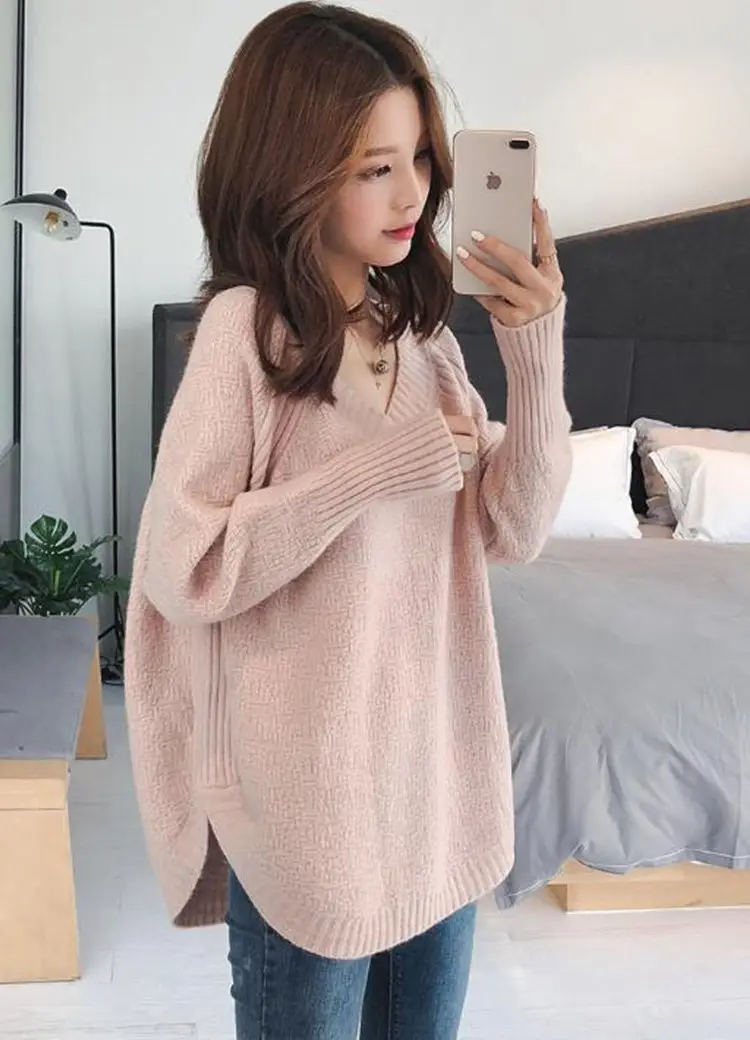 Women's Knitted V-Neck Pullover Sweater Winter Wear — feature 15