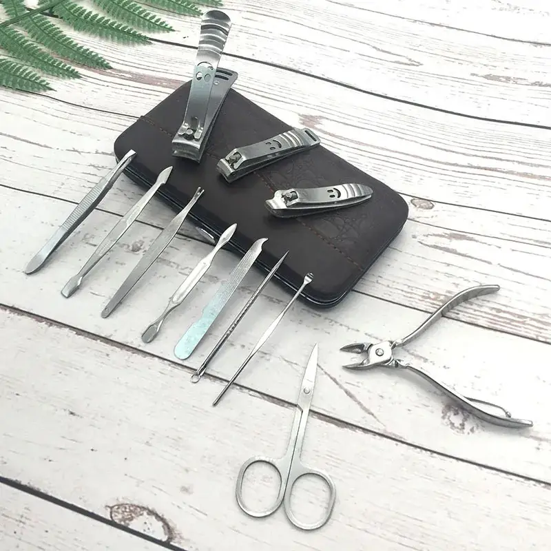 12-Piece Stainless Steel Manicure Tool Set with Pu Leather Case - Image 3
