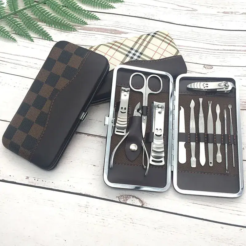 12-Piece Stainless Steel Manicure Tool Set with Pu Leather Case