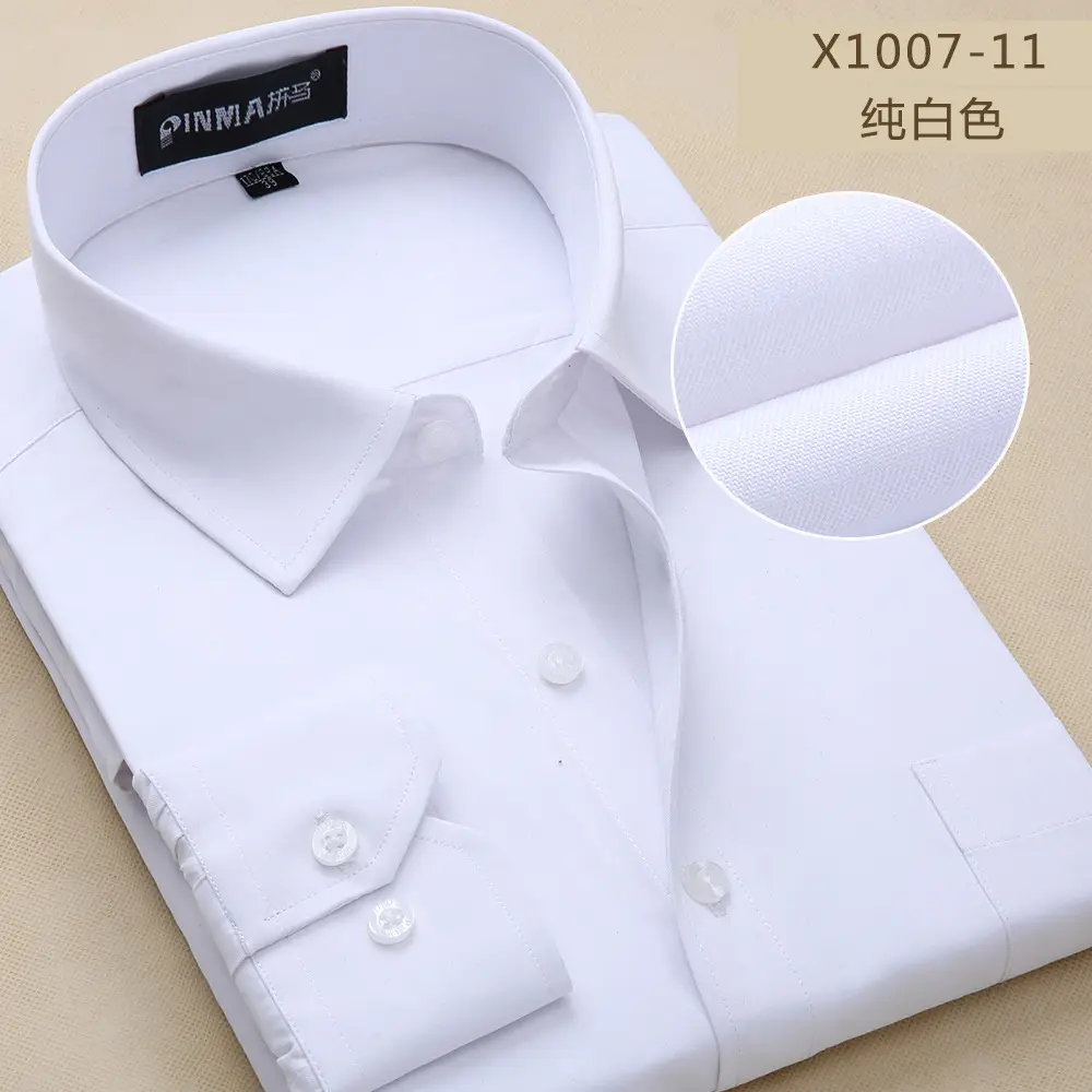 Men's White Slim Fit Long Sleeve Shirt Plus Size - Image 6