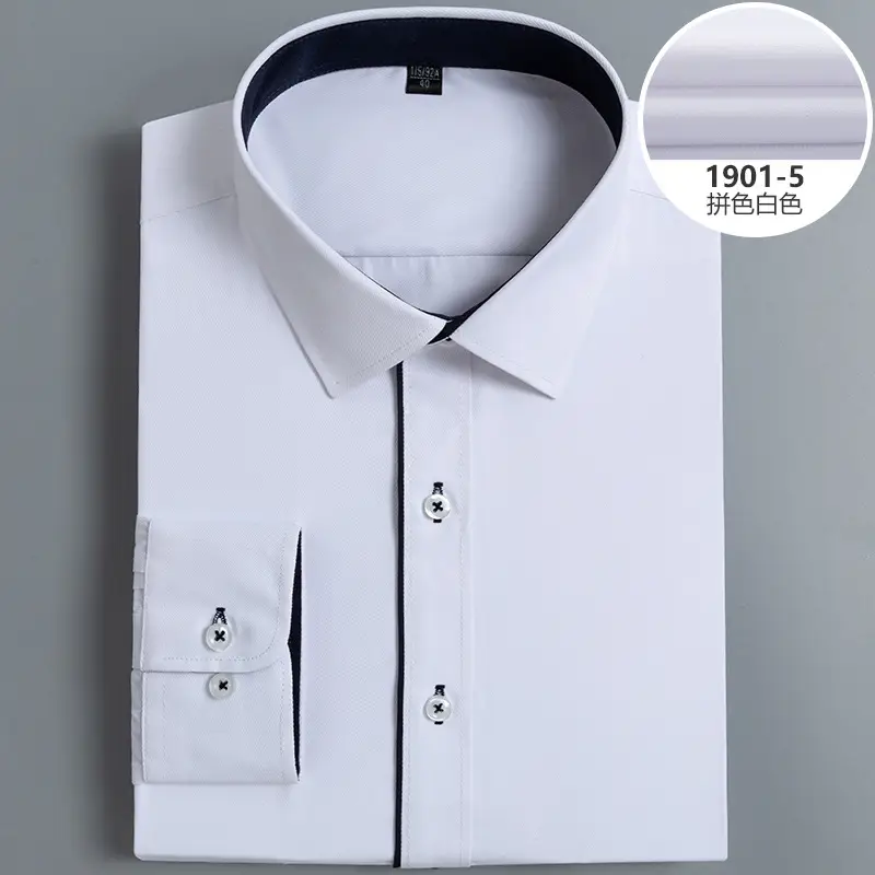 Men's White Slim Fit Long Sleeve Shirt Plus Size - Image 10