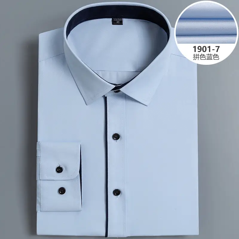 Men's White Slim Fit Long Sleeve Shirt Plus Size - Image 12