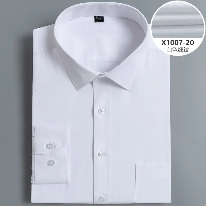 Men's White Slim Fit Long Sleeve Shirt Plus Size - Image 13