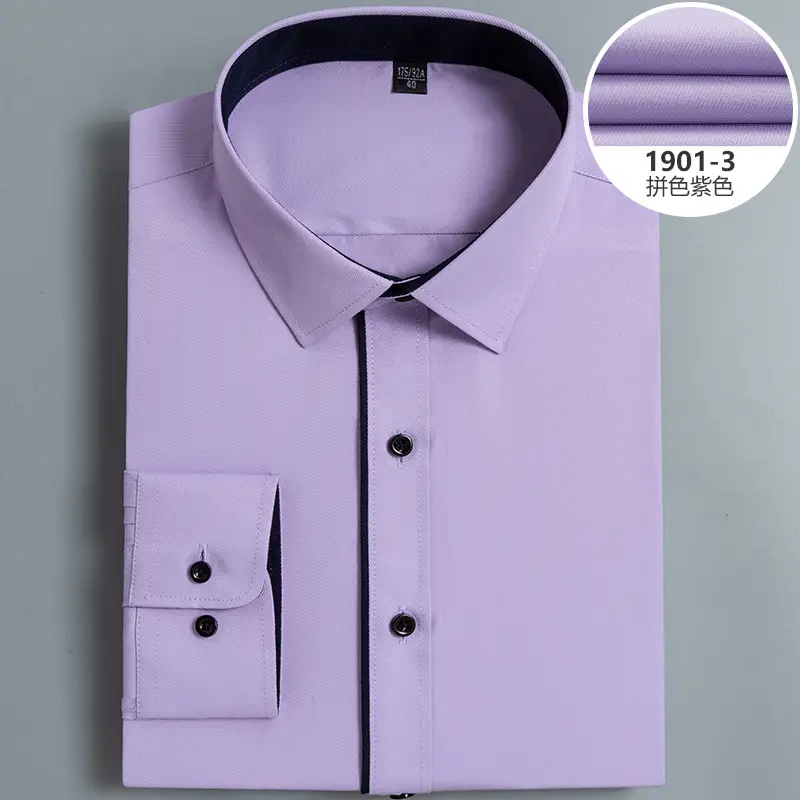 Men's White Slim Fit Long Sleeve Shirt Plus Size - Image 9