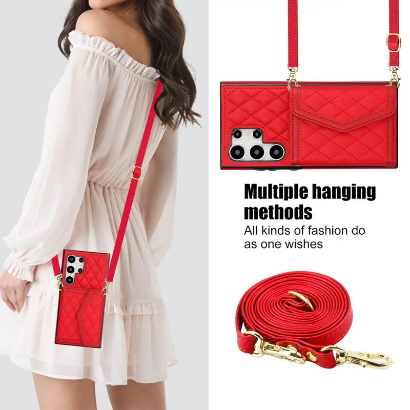 Samsung S25 Ultra Leather Crossbody Phone Case with Card Holder - Image 7