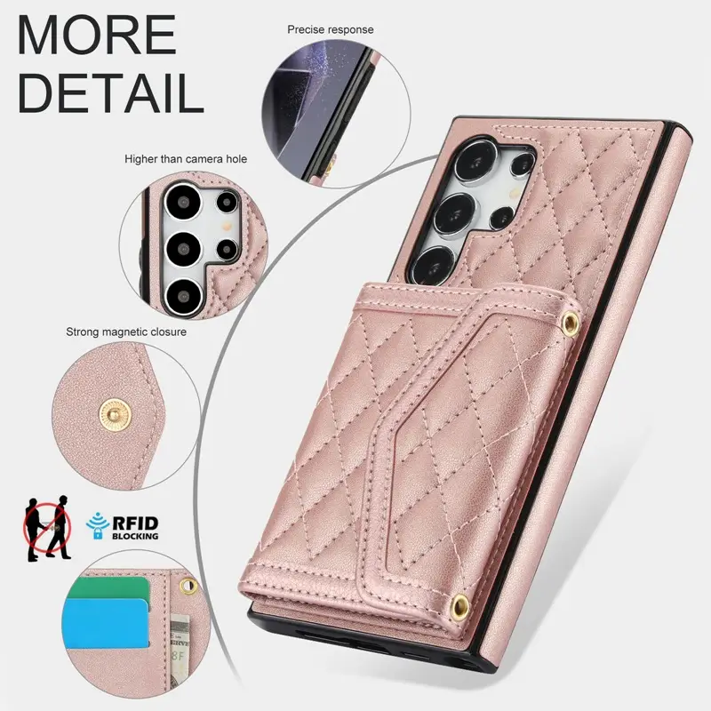 Samsung S25 Ultra Leather Crossbody Phone Case with Card Holder - Image 8