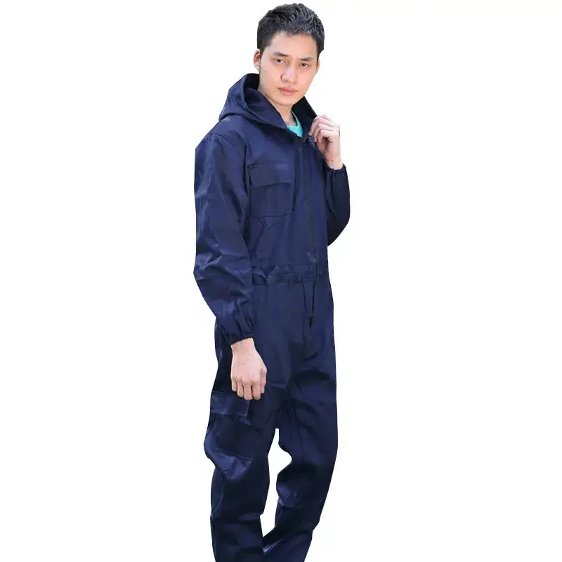 Professional One-Piece Work Suit Blue Hooded Auto Repair Spray Factory Wear