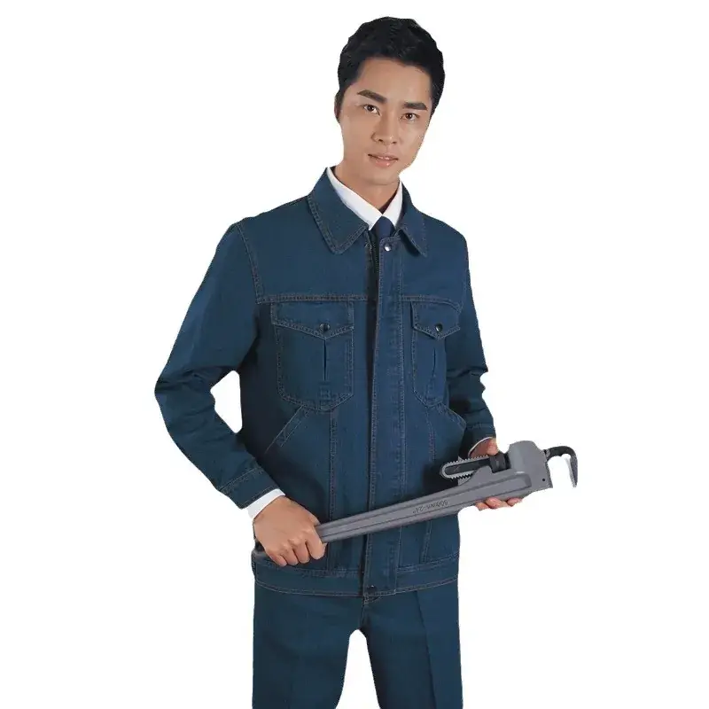 Men Denim Work Suit Blue Welding Windproof - Image 6