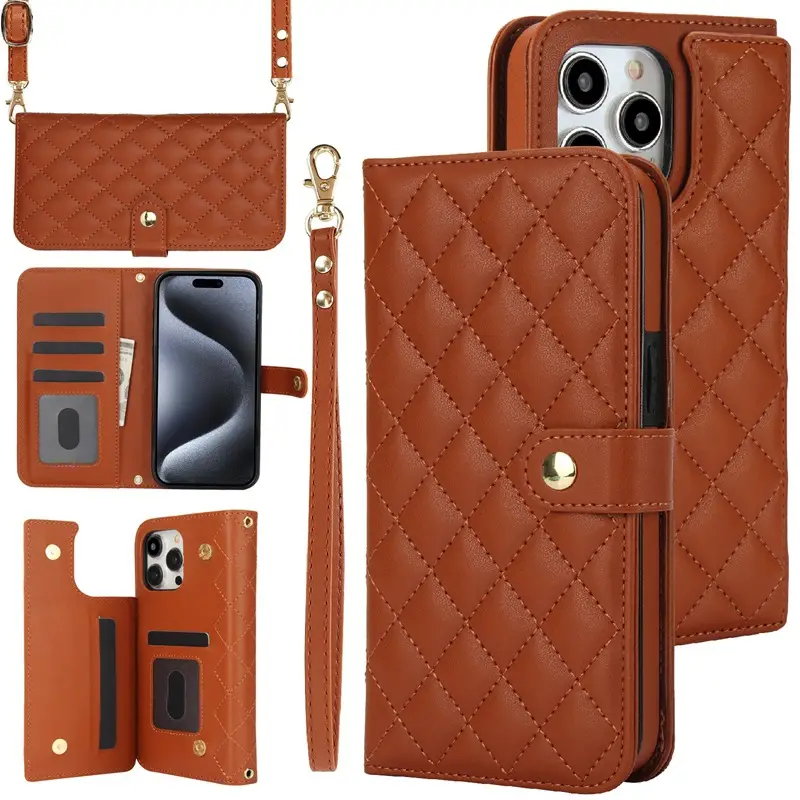 iPhone 16 Pro Leather Protective Shell with Card & Google Bracket