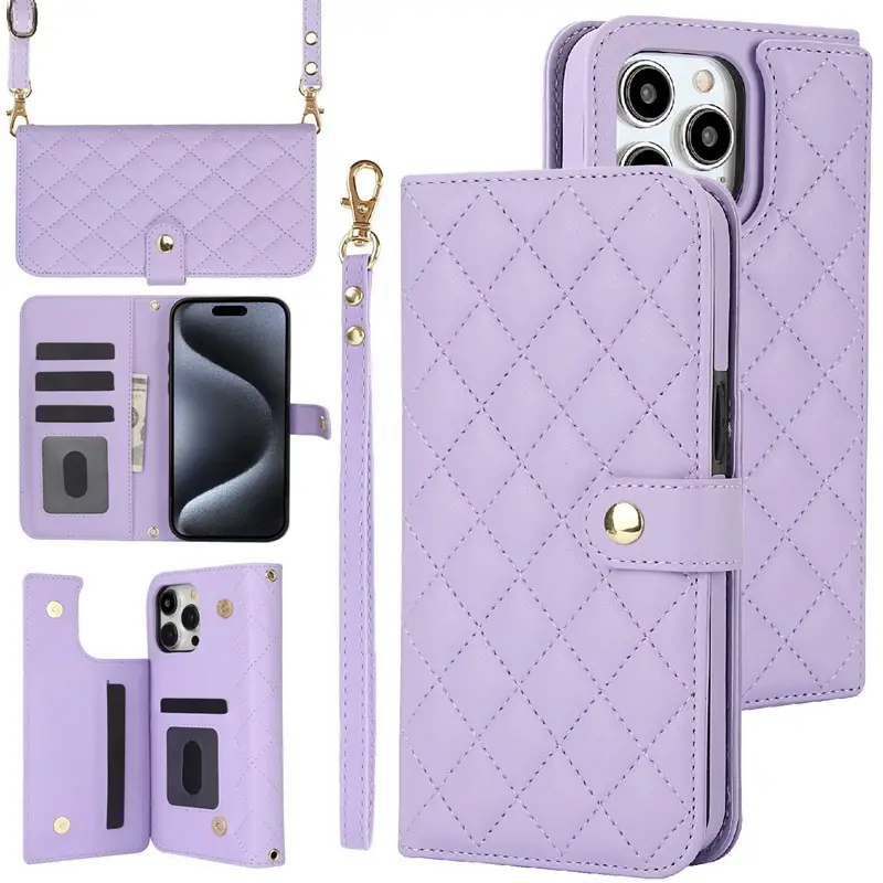 iPhone 16 Pro Leather Protective Shell with Card & Google Bracket