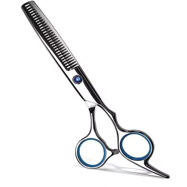 Ruby Sapphire Hair Scissors Flat Tooth Finger Ring Set