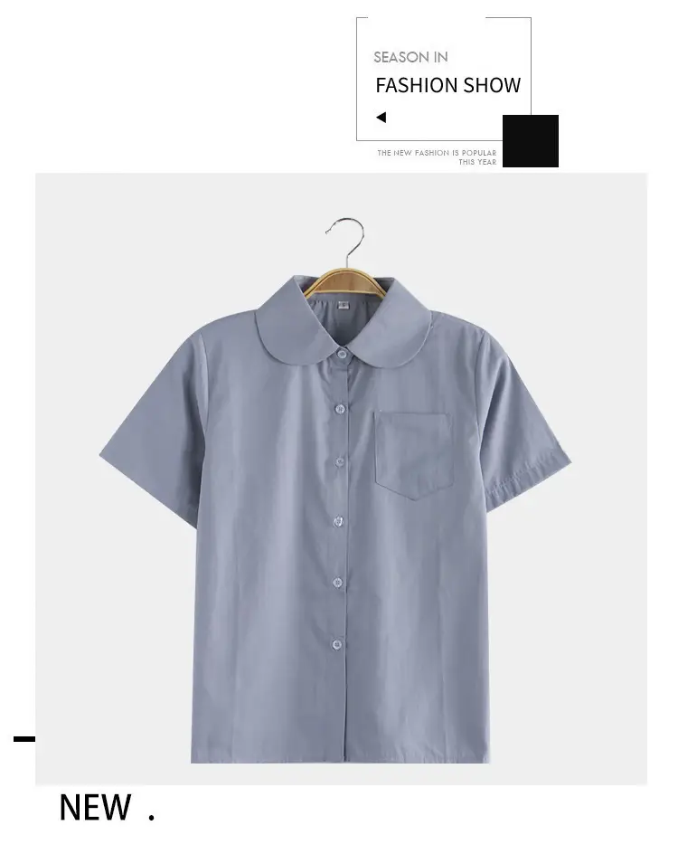Japanese School Shirt for Boys White Green Bow Short Sleeve — feature 9