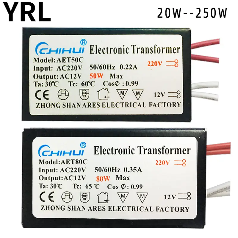 Quartz Halogen Lamp Transformer 20W-250W AC12V 90% Power