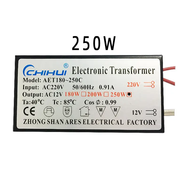 Quartz Halogen Lamp Transformer 20W-250W AC12V 90% Power