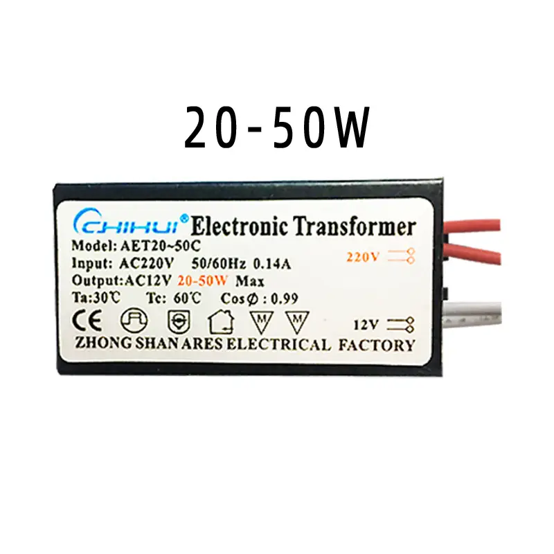 Quartz Halogen Lamp Transformer 20W-250W AC12V 90% Power