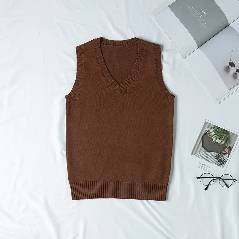 Black V-Neck Knitted Vest for Men Winter — feature 15