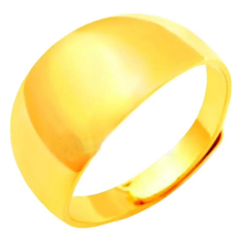 Extra Large Gloss Plated Real Gold Ring Open Fish Blessed Fire