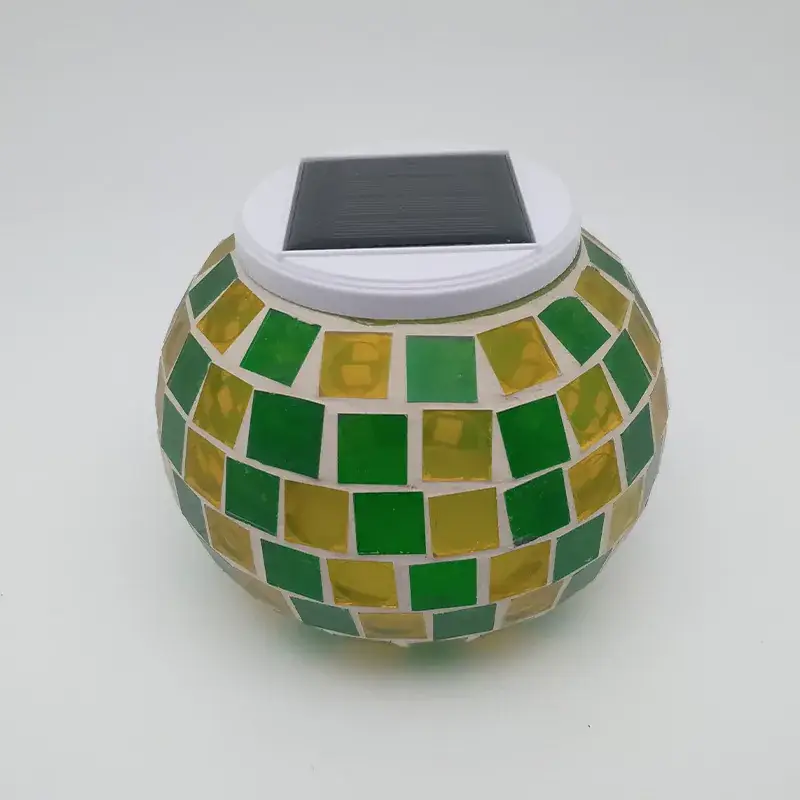 Solar Garden Lamp Green Yellow Glass Jar Decorative Lighting