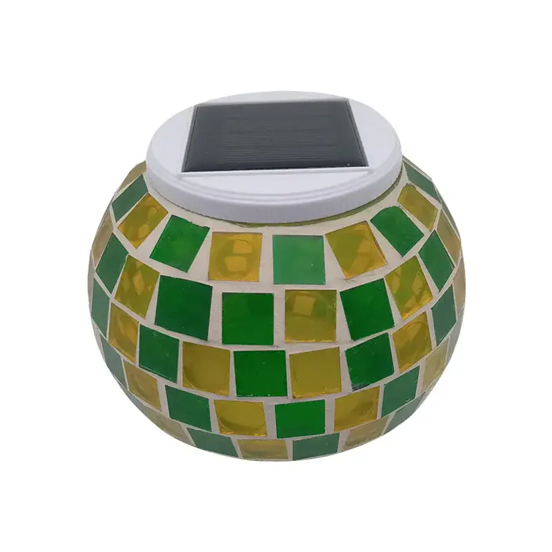 Solar Garden Lamp Green Yellow Glass Jar Decorative Lighting