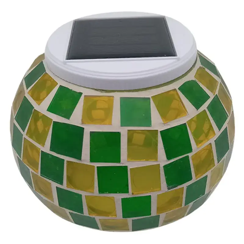 Solar Garden Lamp Green Yellow Glass Jar Decorative Lighting