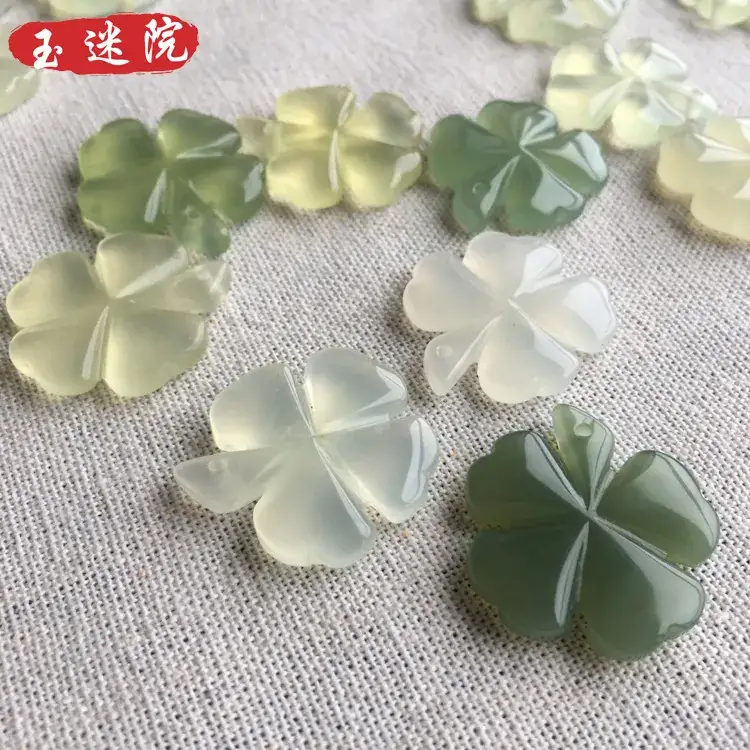 Four Leaf Clover Jade Pendants Green Yellow