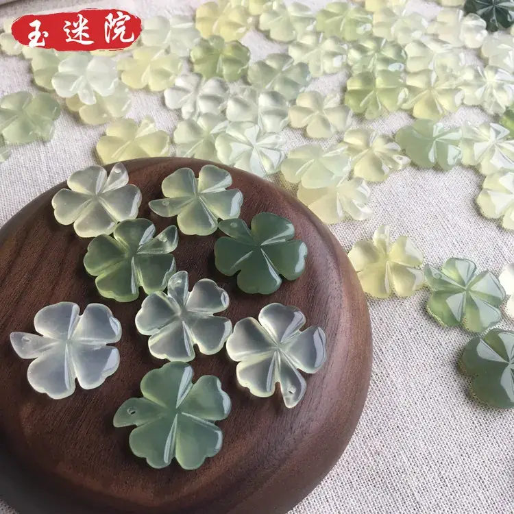 Four Leaf Clover Jade Pendants Green Yellow